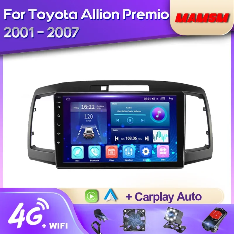 

MAMSM 2K QLED Android 12 Car Radio For Toyota Allion Premio T240 2001 - 2007 Multimedia Video Player GPS 4G Carplay Autoradio