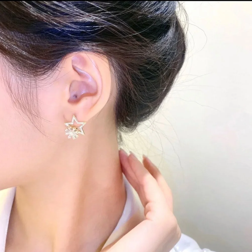 

Rotating Star Earrings Jewelry Studs Girls Rotatable Metal Dangle for Women Alloy