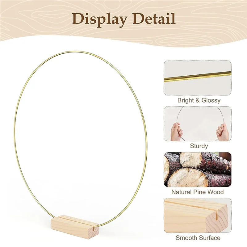 

Ultra 10 Packs 10 Inch Metal Floral Hoop Centerpiece With 10 Packs Wood Place Card Holders, Gold Hoop Centerpieces For Table Dur