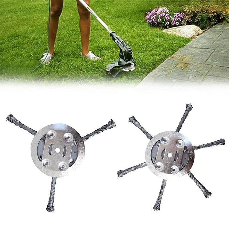 2Pcs/Set Steel Wire Grass Trimmer Head Universal Brush Cutter Steel Head For Lawn Mower Edging 6 Inch Replacement Trimmer Blade