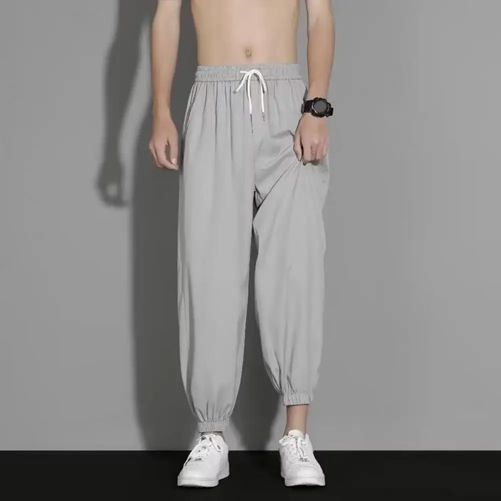 2024 Ijs Zijde Linnen Man Sport Broek Casual Overgewicht Joggingbroek Man Sneldrogende Elastische Baggy Enkellange Harembroek Los