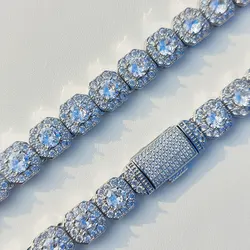Hip Hop Jewelry 10mm 12mm Cluster Tennis Chain Necklace Fashion Women Bling Ice Zircon Tennis Chain Choker Necklace Party Gift 
