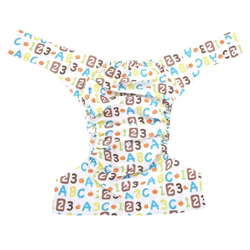 

Adult Baby ABDL Reusable Snap Button Nappy Waterproof Pants, Cartoon Print Washable Diapers Breathable Teenage Nappy Trousers