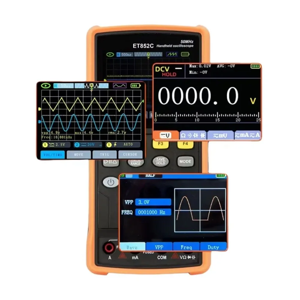 ET852C 3 in 1 Electronic Measurement Tool 50MHz Oscilloscope Dual Channel Signal Generator Multimeter for Labs