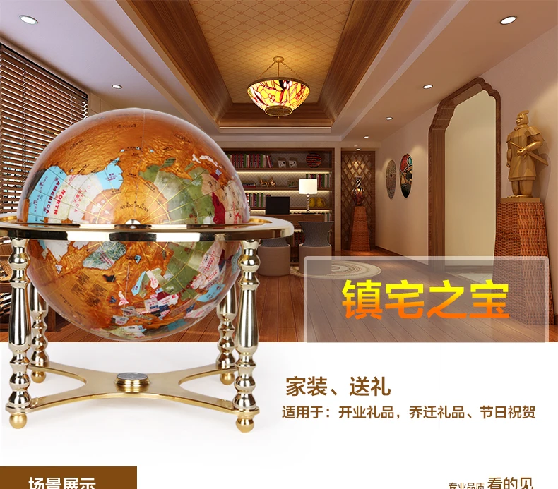 35cm LARGE home office School TOP Decoration handmade 3D Crystal Gemstone Globe tellurion statue-High grade business ART