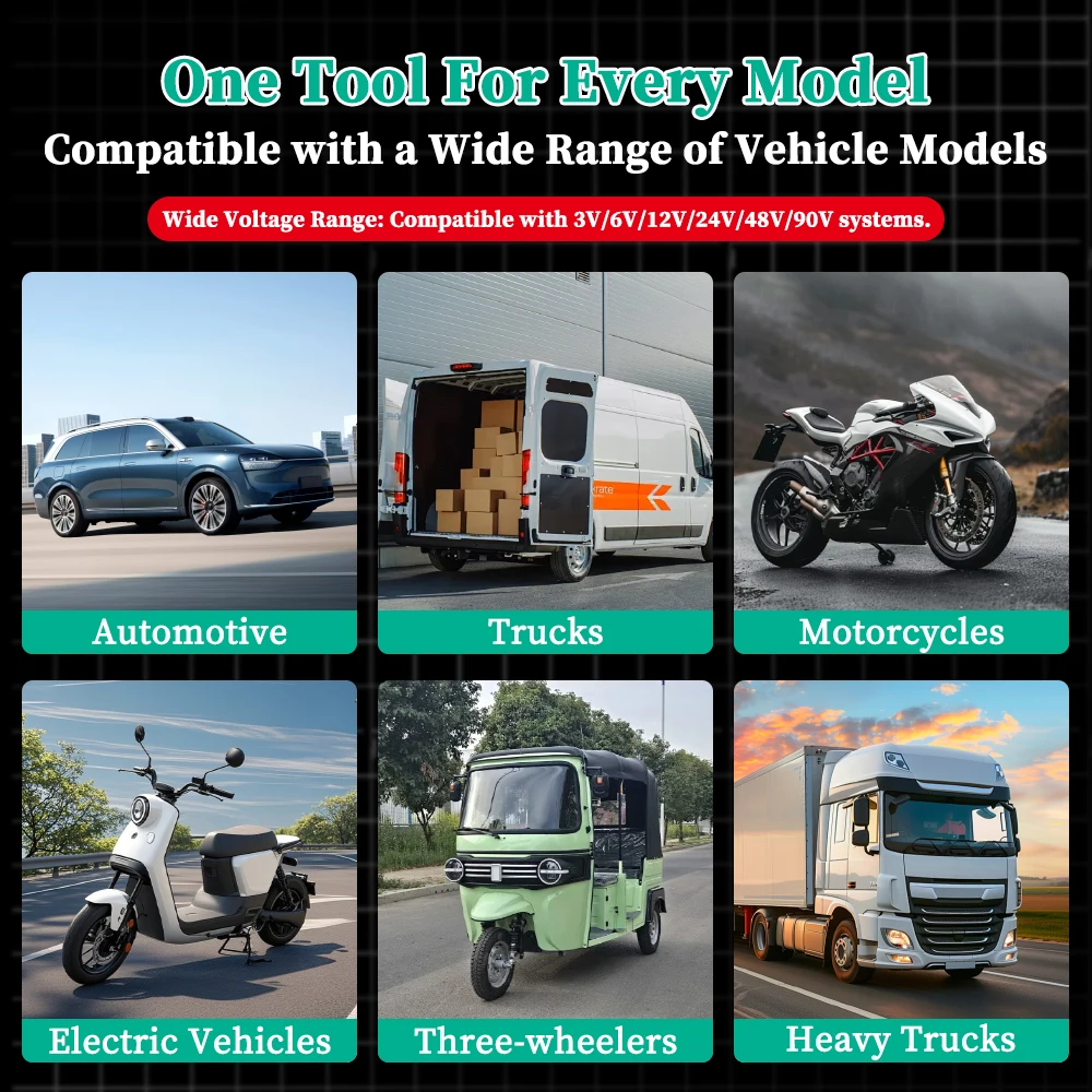 MASTFUYI プロフェッショナル自動識別自動車用テストライト、自動レンジング 3V～100V DC、車/トラック/EV用、導通機能付き