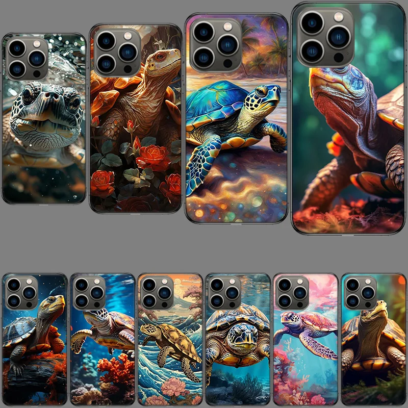 Marine Organisms, Sea Turtles, And Animals Phone Case For Apple Iphone 15+ 14 Plus 16 Pro Max 12 13 Mini 11 Pro X XS Max XR Cove