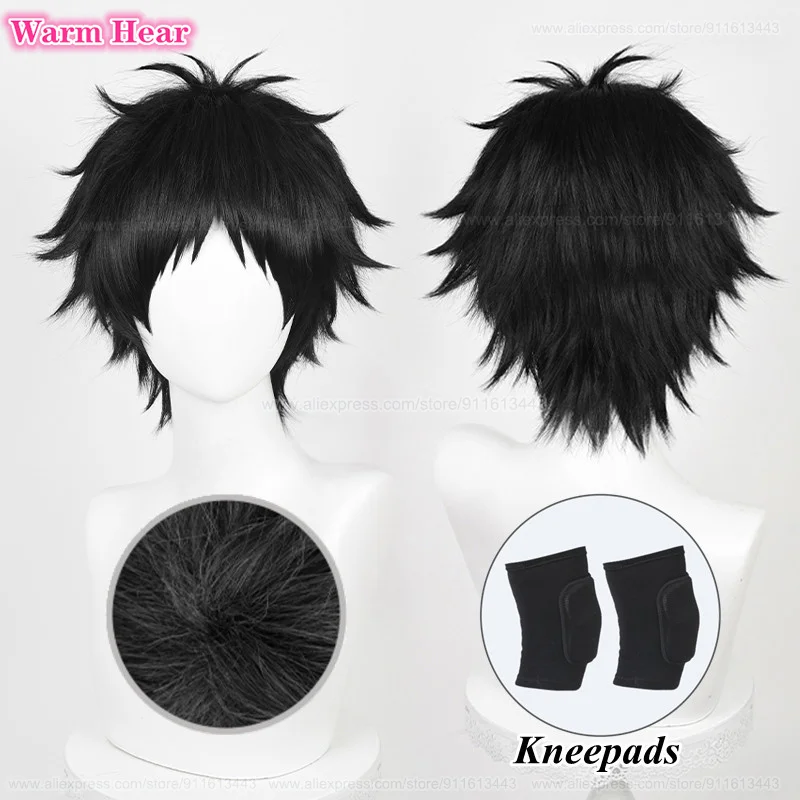 

Akaashi Keiji Synthetic Wig Anime Cos!! Short 30cm Black Fluffy Cosplay Wig Heat Resistant Hair Halloween Party Wigs + A Wig Cap