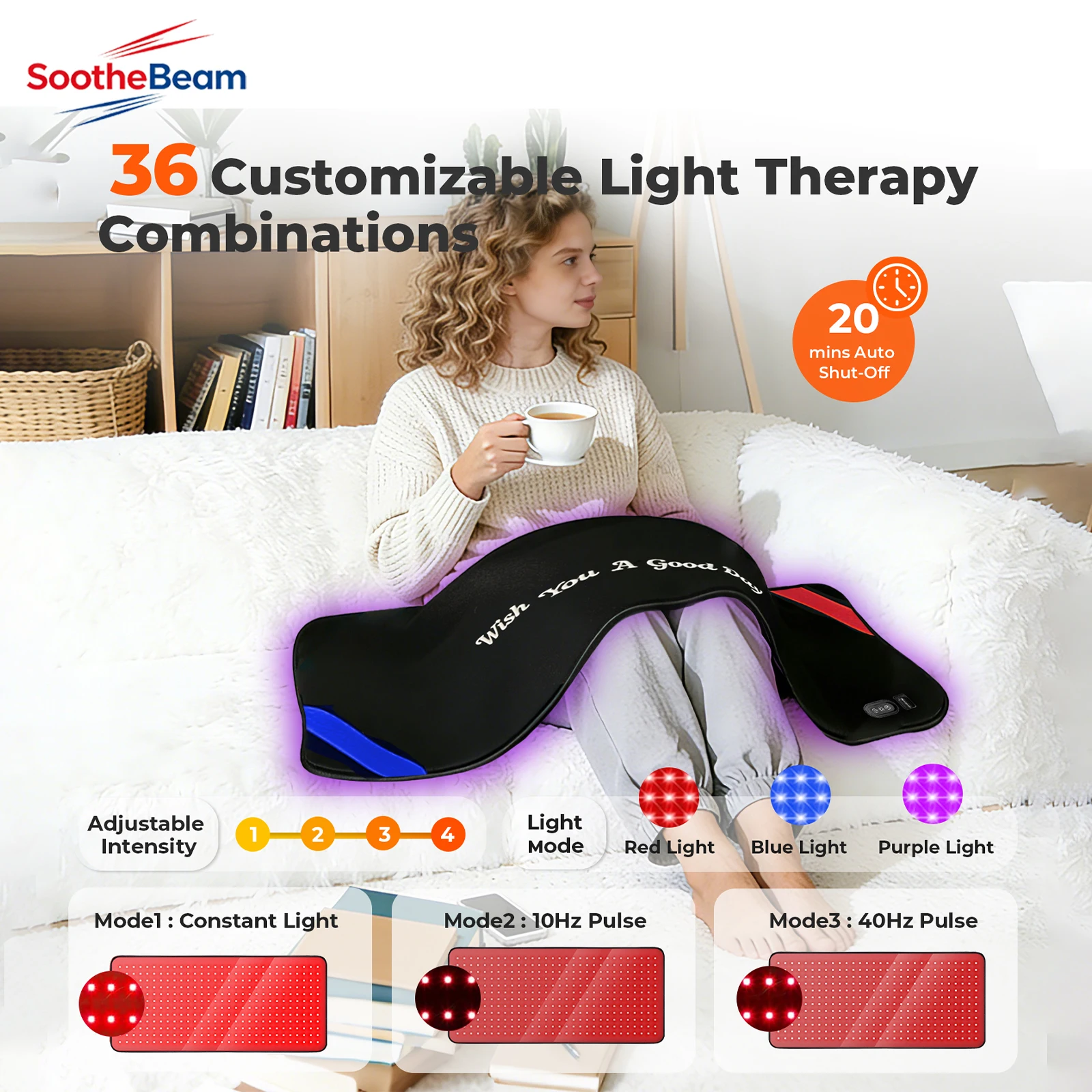 

360 LEDs Red Light Therapy Belt 660nm 850nm Infrared Heating Pad Relieve Waist Back Shoulder Discomfort