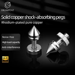 ERUMPENT 4PCS Pure Copper Rhodium-plated Damping foot Pads and Isolation Speaker Spikes for DVD CD Amplifier