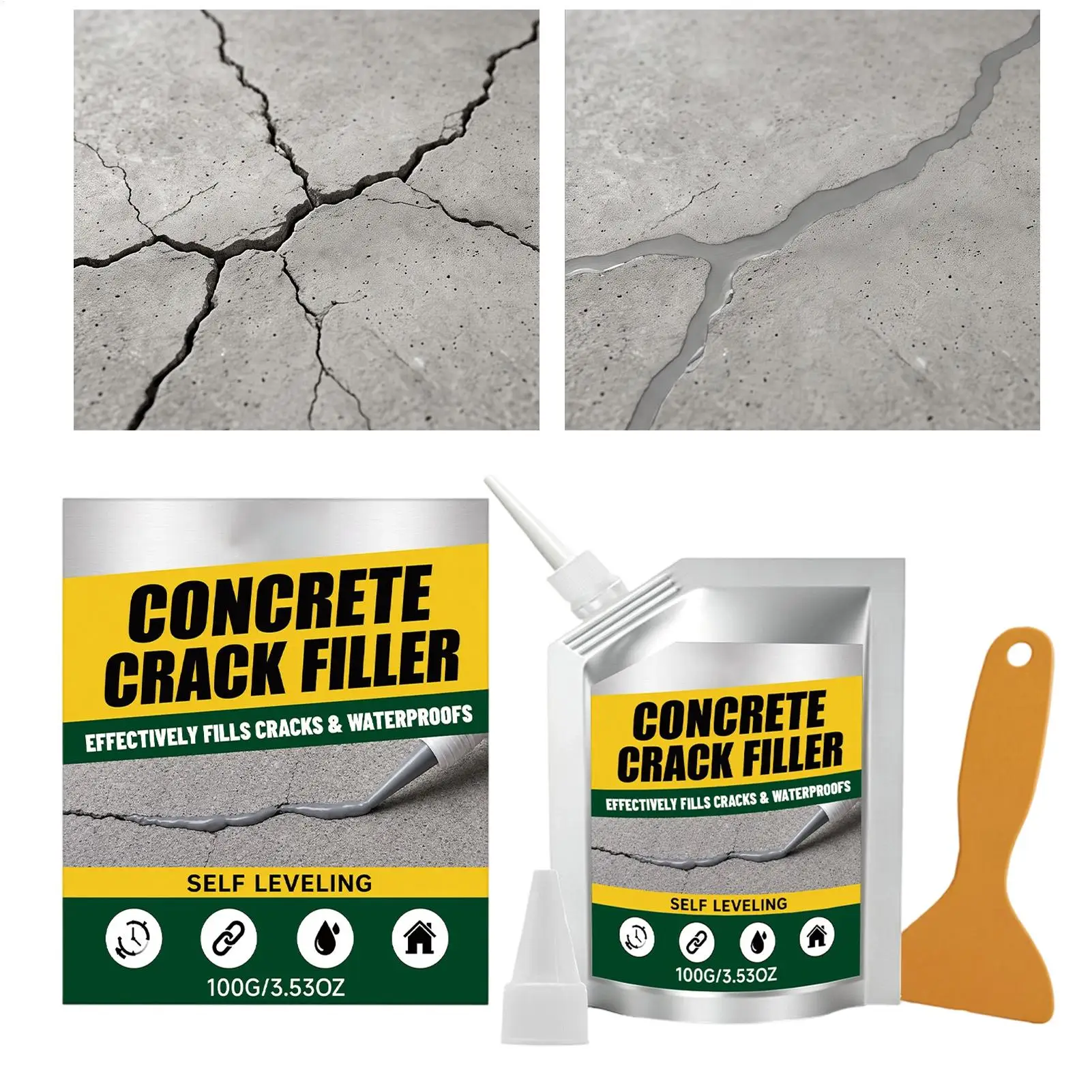 Concrete Crack Filler Self-Leveling Crack Filler for Concrete Waterproof Repair Sealant for Cement Driveways Patio Sidewalk