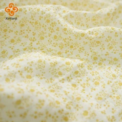 135x50cm doppio tessuto di garza Crepe 100% cotone morbido tessuto per bambini cucito fai da te abbigliamento giallo floreale traspirante Texture