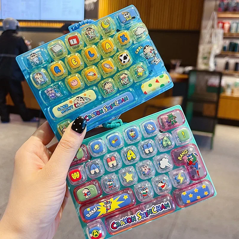 @Crayon Shin-chan Keyboard Keychain Stress Relief Toy Student Bag Charm CoupleBag Decoration Keychain Anime Figure Cosplay