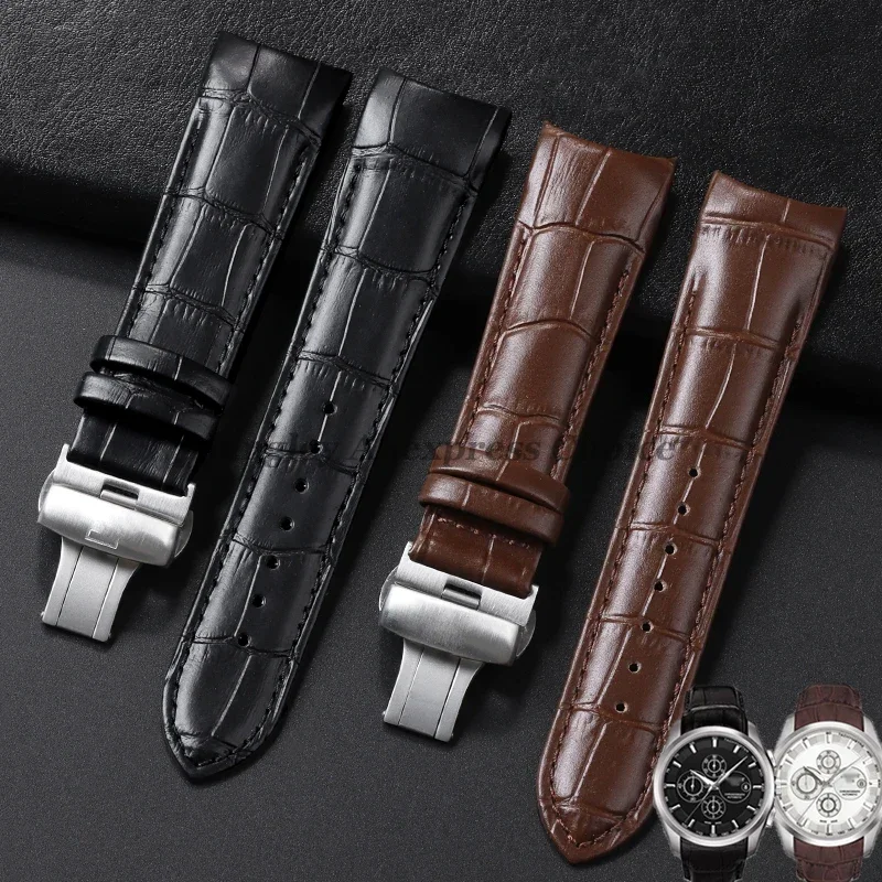 Echtleder-Uhrenarmband für Tissot T 035627   T 035617   T 035407   T 035410 Ein Uhrenarmbänder mit Schmetterlingsschnalle, Zubehör 22 mm, 23 mm, 24 mm