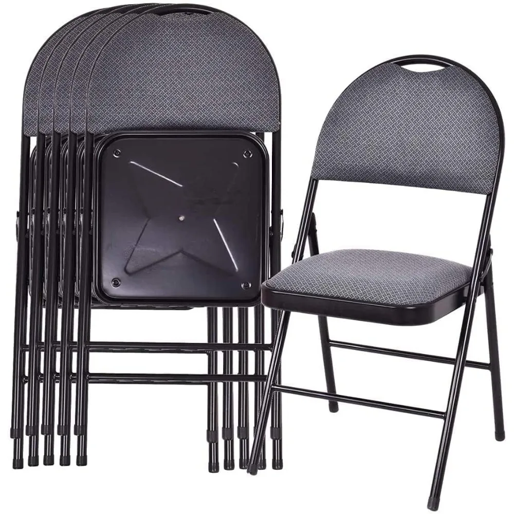 Paquete de 6 sillas plegables acolchadas con asiento y respaldo acolchado tapizado para silla de fiesta de boda de oficina en casa, resistente (gris)