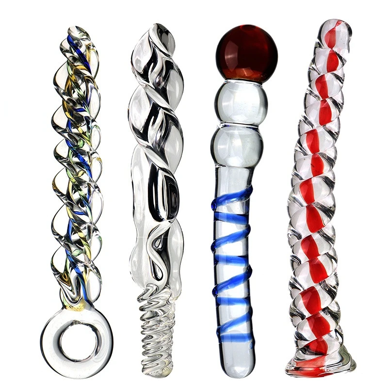 Crystal Glass Spiral Dildos Realistic Dildo Penis Glass Beads G-Spot Anal Butt Plug Adults Erotic Sex toys for Woman Men Couples