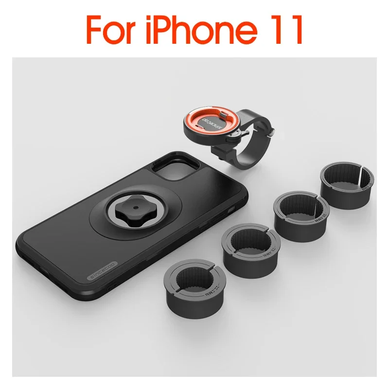 Fiets-/motorfiets telefoonhouder met schokbestendige hoes voor iPhone 17/16/15/14/13/12/11 Pro Max, mountainbike motorfiets stuurhouder
