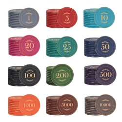 10 pezzi di fiches in ceramica 39mm chip artistici incisi professionali Texas Hold'em fiches da Poker tabellone segnapunti per feste della casa del casinò