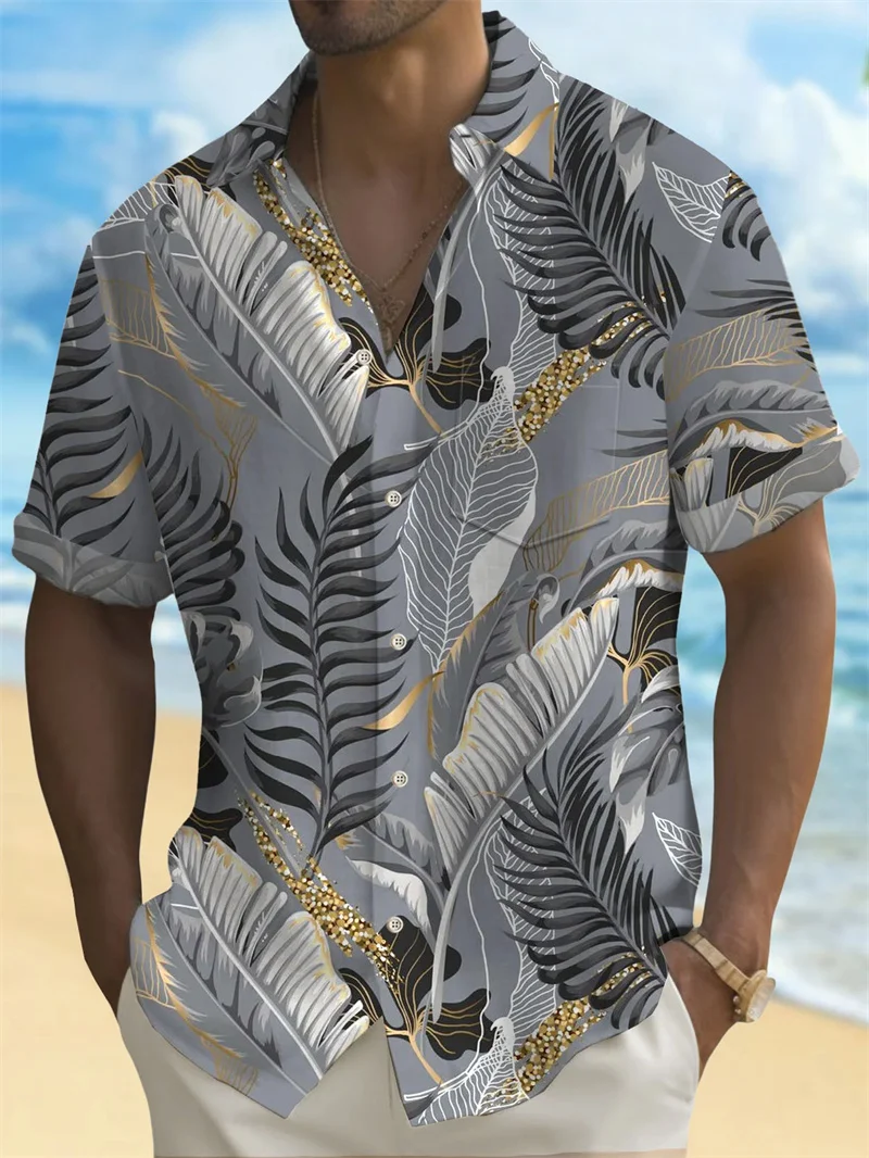 

2024 shirt collar fashion Hawaiian shirt short sleeved fashion casual soft men's shirt daily shopping social