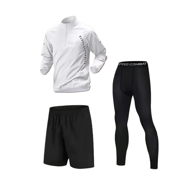 New Men's Running Sports Suit Spring and Summer Quick Dry Fitness Wear Morning Training Running & Cycling Clothes