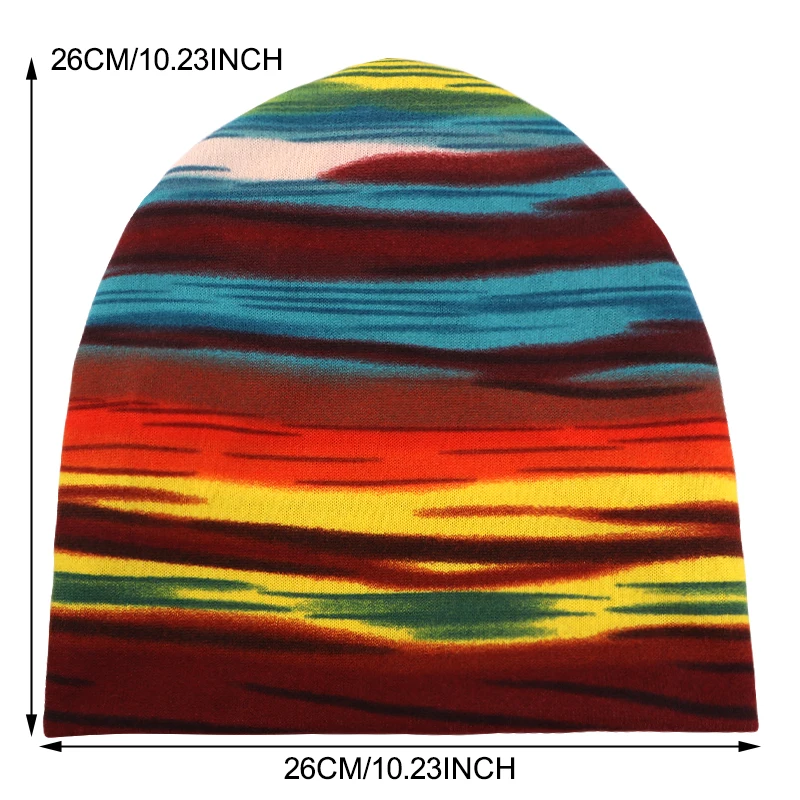 New Women Autumn Spring Warm Rainbow Beanies Skullies Hat  Cancer Headwear Knitted Hats Casual Outdoor Girl Hip Hop Bonnet