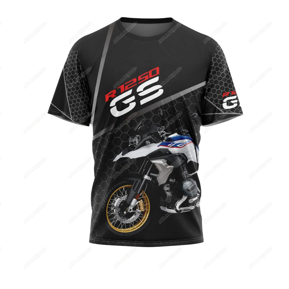 R1250 GS Motorrad Ride Travel Adventure Racing Jerseys Motorcycle Sports T-Shirt Summer Quick-Dry Stripe Leisure Black view 2
