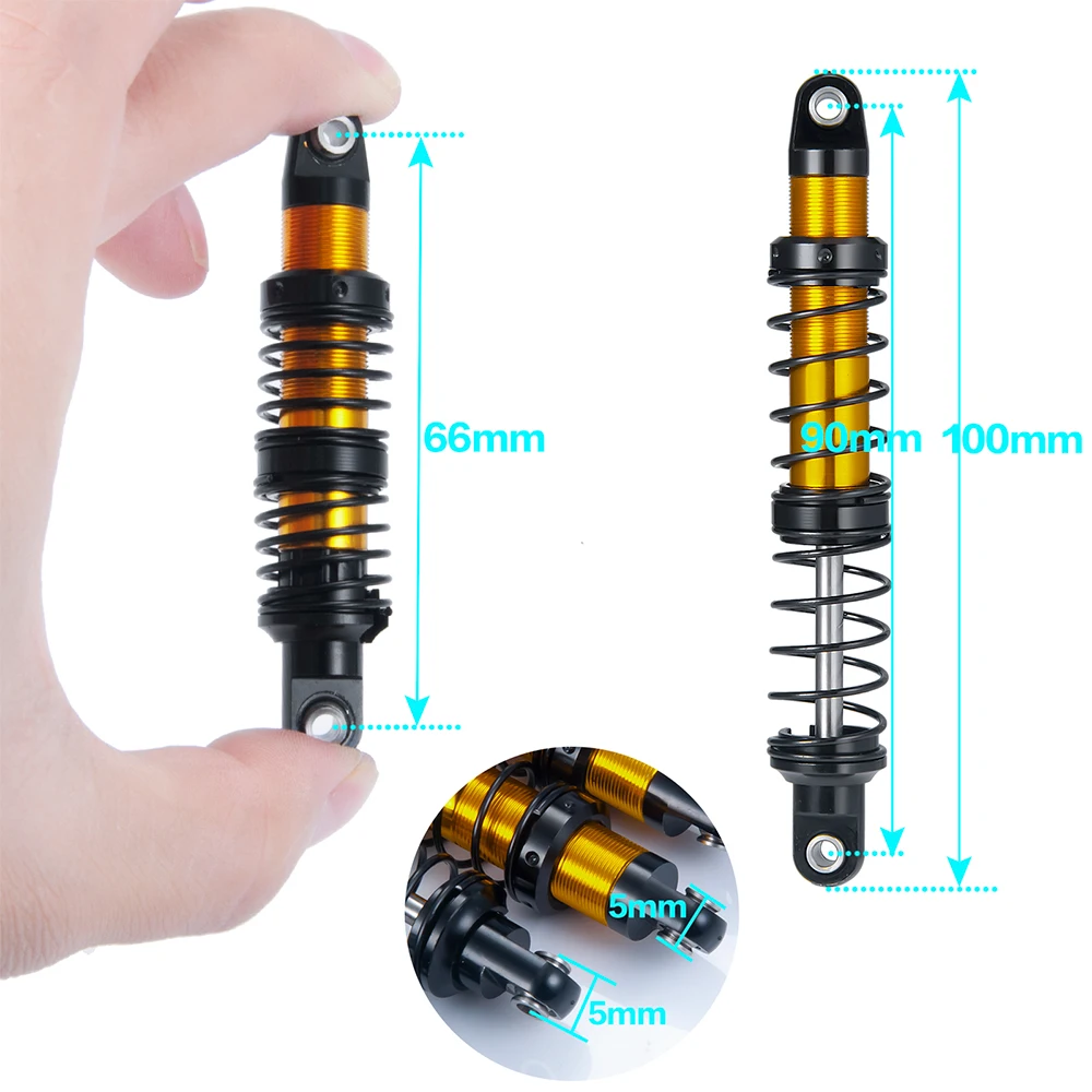 AXSPEED 4 szt. Aluminiowy amortyzator olejowy 70mm/80mm/90mm/100mm/110mm/120mm dla osiowych SCX10 90046 TRX-4 1/10 części do ulepszenia samochodów