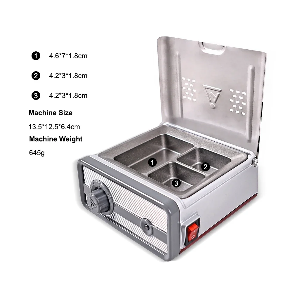 SYJH Dental Wax Heater Multifunctional 3-slot Wax Melting Pots Wax Melting Device Dentistry Technician Laboratory Equipment