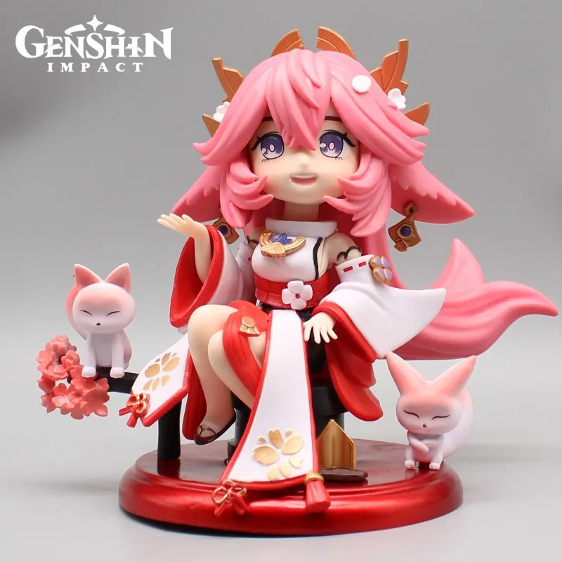 

15.5cm Genshin Impact Yae Miko Anime Game Figure Q Ver Kawaii Fox Beauty Girl Statue Action Figurine Collection Model Toy Doll