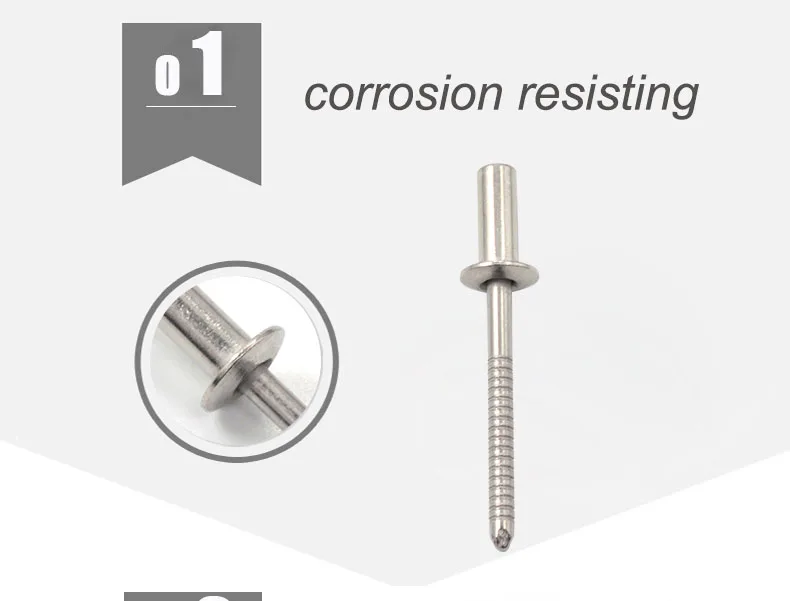 30/50 stücke wasserdichte Edelstahl-Blindniet-Dichtung nieten mit geschlossenem Ende 3mm 3,2mm 4mm 4,8mm 5mm 6mm 6,4mm – Detail 2