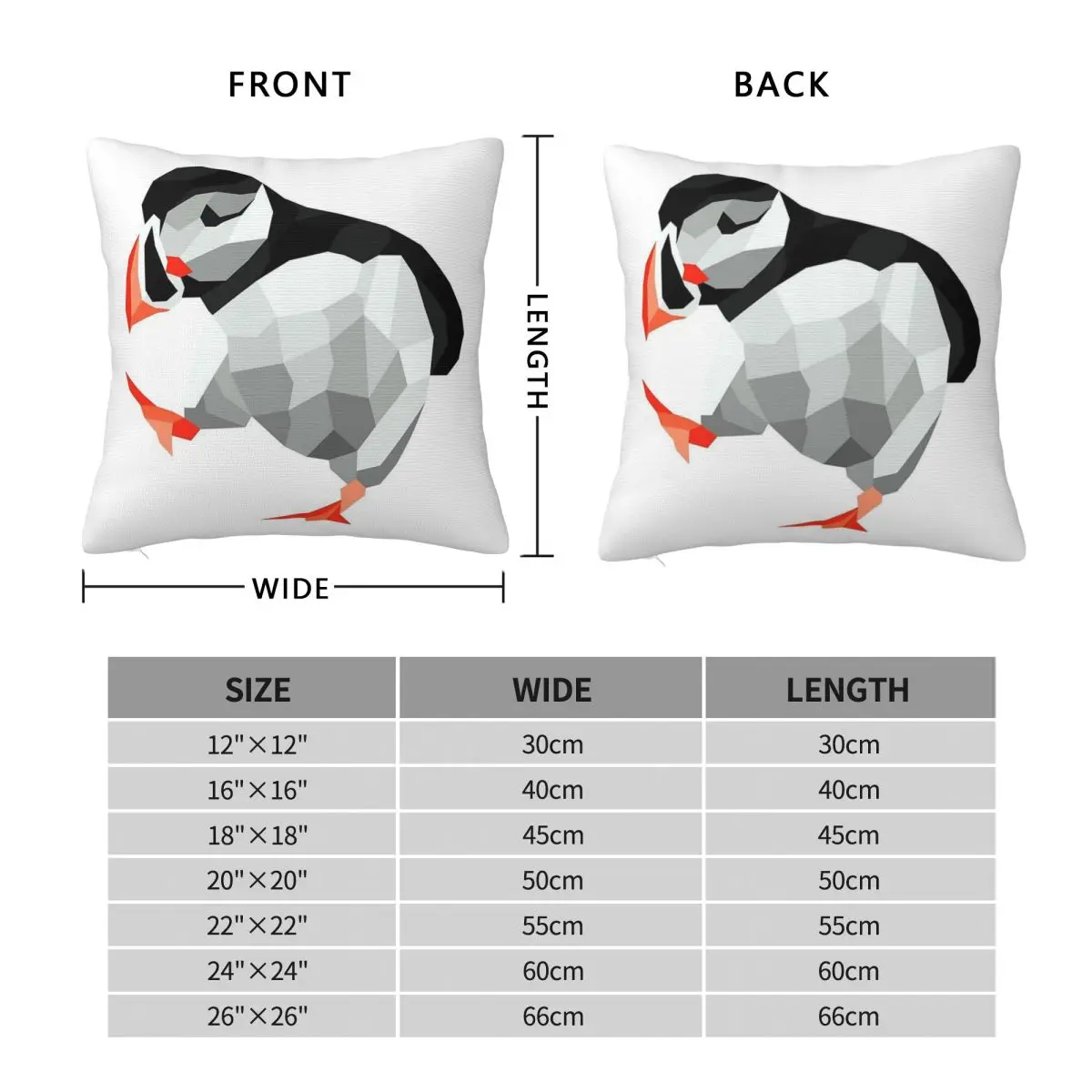 Shubie Dancing Puffin Pillowcase Polyester Linen Velvet Printed Zip Decorative Pillow Case Sofa Seater Cushion Wholesale 45x45