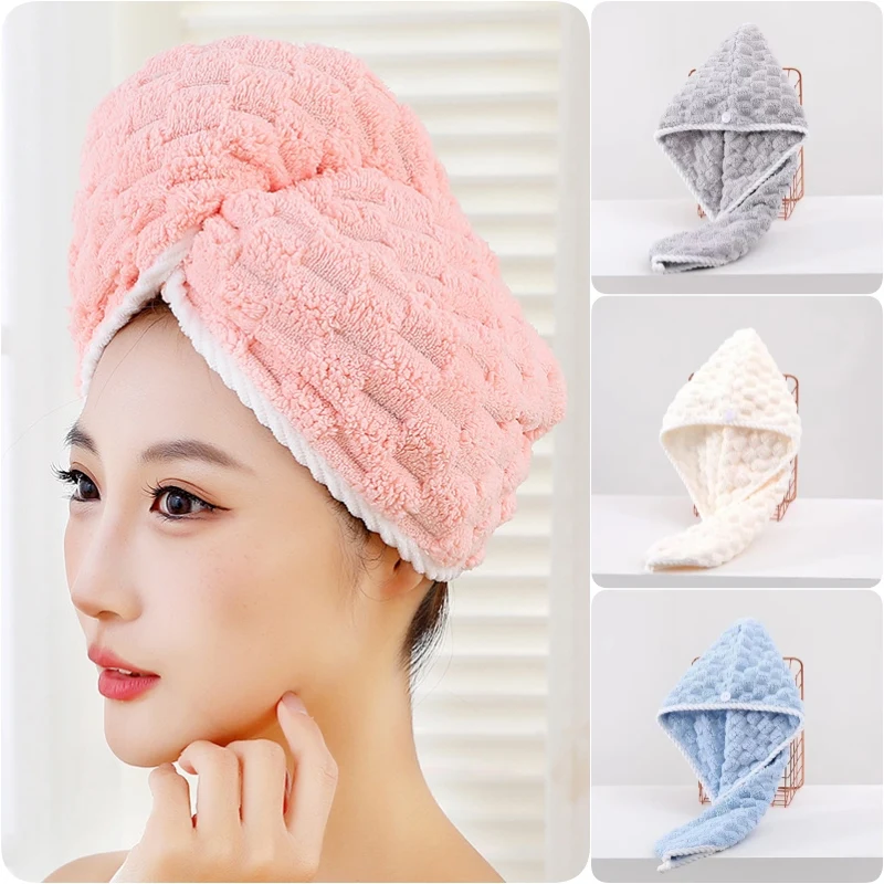 1PC Women Long Hair Drying Towel Fast Drying Hair Cap cute Quick Dry Hair Cap Strongly Absorbent Towel Bath Hats