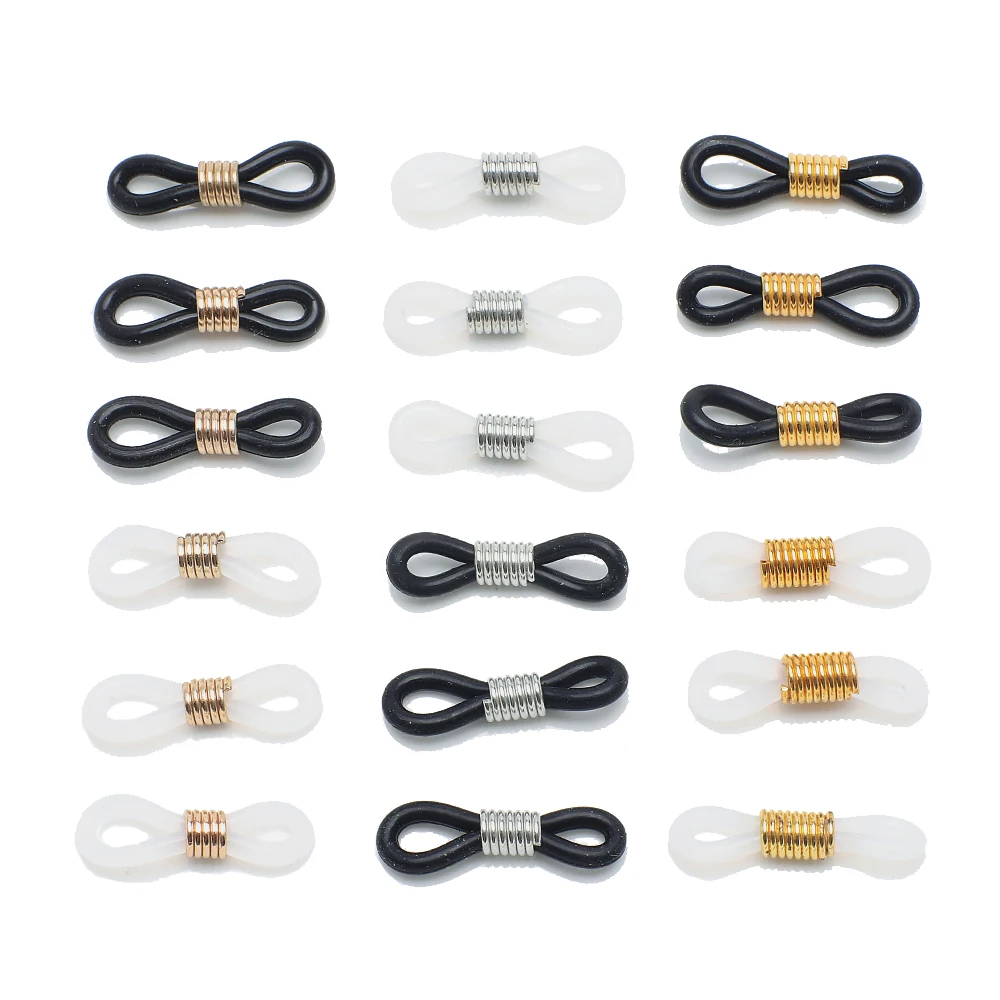 20pcs Eyeglass Chain Ends Adjustable Spring Rubber Ends Connectors for Eye Glasses Holder Necklace Chain DIY Jewelry Making
