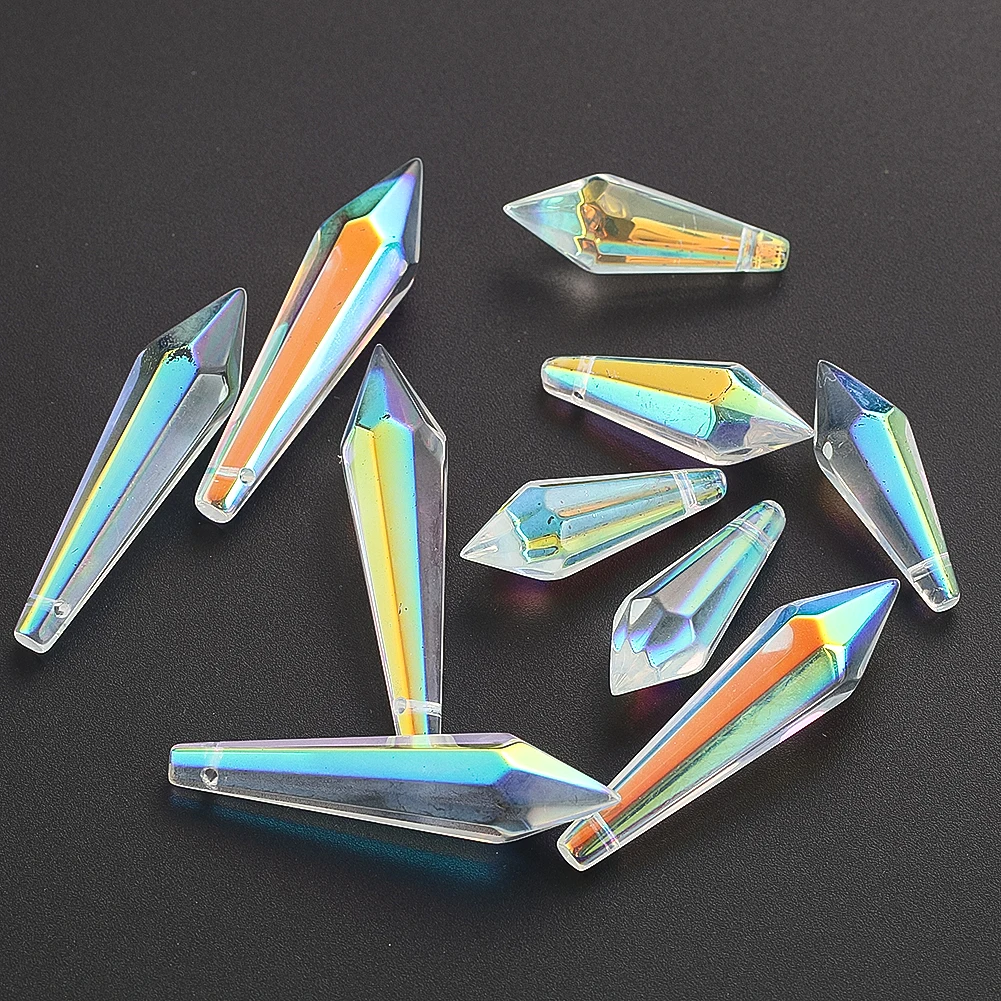 5pcs Clear AB Colors Faceted Crystal Prism Loose Beads Glass Beads for Jewelry Making DIY Necklace Earring Bracelet Pendants