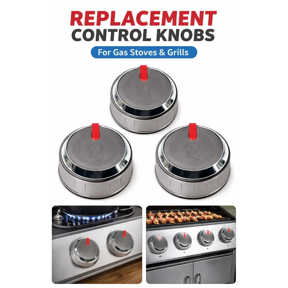 

3Pcs Grill Control Knobs Main Burner Replacement Parts Compatible With Weber Genesis II E/SE Series 66047 66048 BBQ Stove Knobs