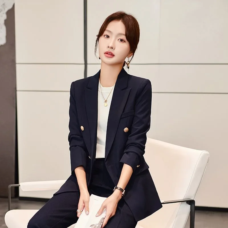 Lnsozkdg Formal Women Business Suits Pants + Jackets Coat Autumn Winter Professional Office Work Wear Female Blazer Trousers Set