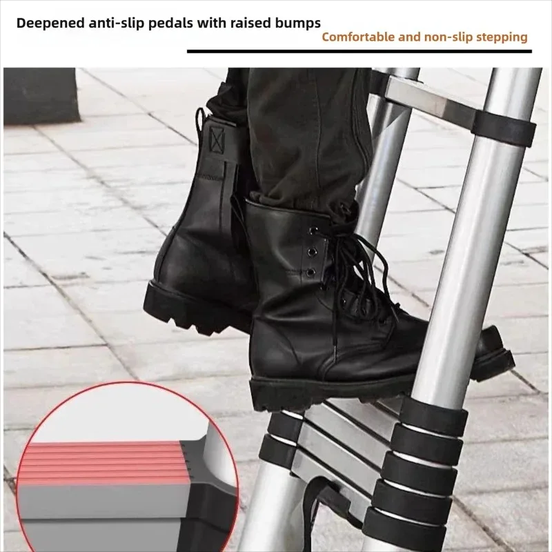 5-8 متر سلم متداخل الأجزاء الثقيلة سبائك الألومنيوم على السطح سلم تلسكوبي المحمولة العلية سلم مع السنانير سعة 150 كجم