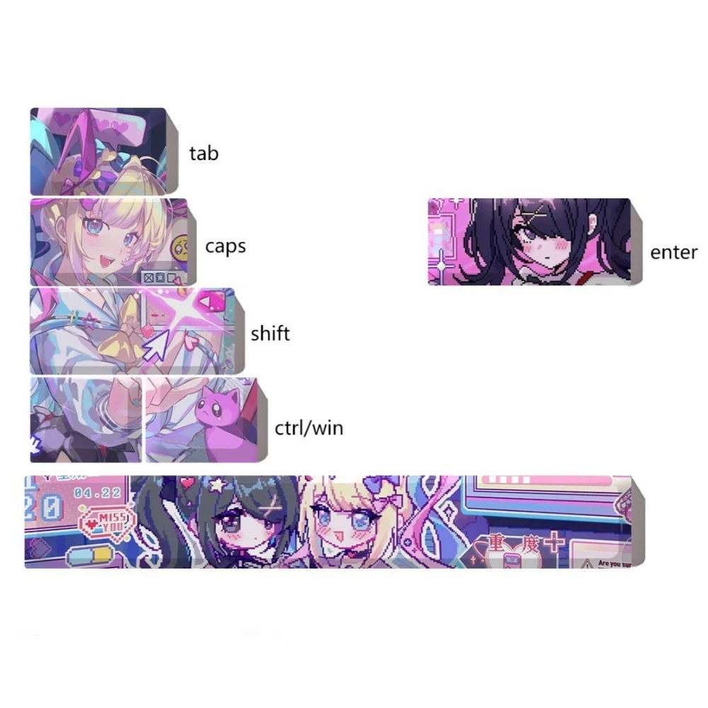 MAIMOOO Needy Girl Overdose Keycaps Cute 7/11Keys Cherry Profile PBT Personalized Anime Game Keycap for DIY Mechanical Keyboard