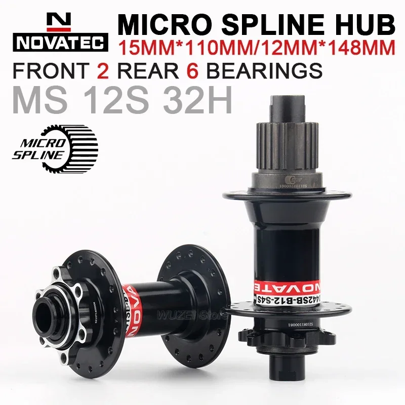 NOVATEC Micro Spline Hub 32H MTB MS Cubes Axle Boost Cassette 12S 10-50/52T for Shimano 12V M6100 M7100 M8100 12S Bicycle MS Hub