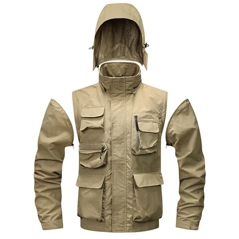 Мужская рабочая куртка с капюшоном из полиэстера