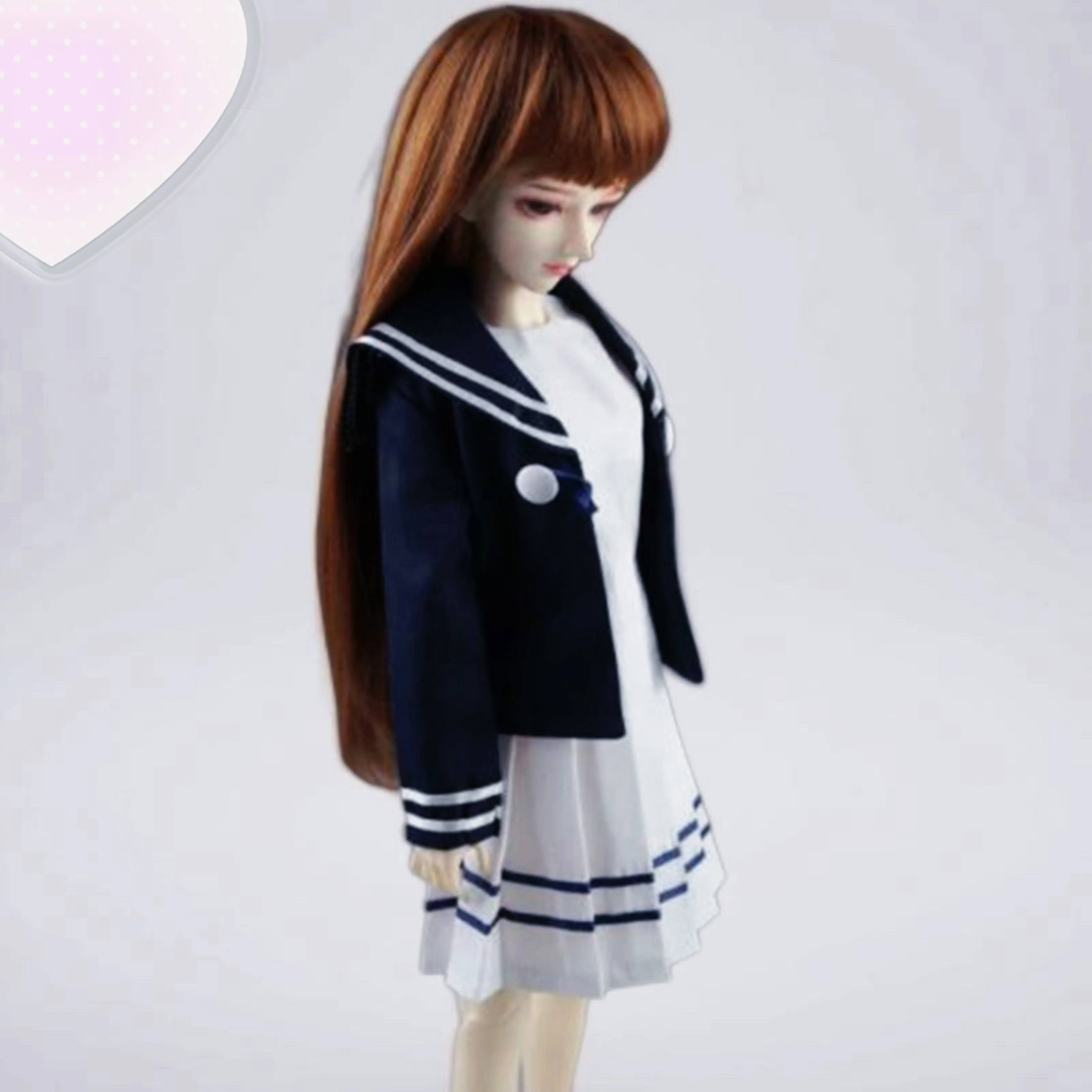 BJD Blue Coat White Dress Outfits Clothing For 1/4 1/3 24” Tall Girl MSD SD13 DK DZ AOD DD Doll Wear