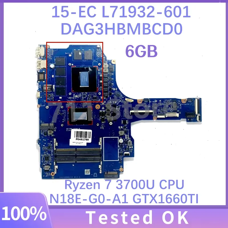 

DAG3HBMBCD0 L71932-001 W/ R7-3700 CPU N18E-G0-E1 GTX1060TI GPU 6GB For HP Pavilion 15-EC 15Z-EC Laptop Motherboard 100% Tested