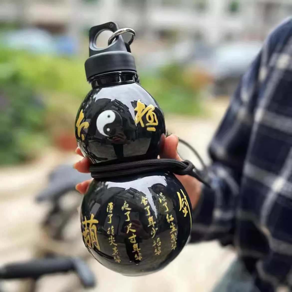 Botella de agua de calabaza de gran capacidad de 800ml, hervidor de agua para niños, jarra de agua a prueba de fugas de estilo chino para hervidor de agua deportivo escolar