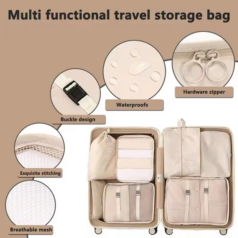 Travel Storage Bags Set 7/8/9/10-Piece Digital Toiletries Organizer Suitcase Packing Cubes for Clothes Shoes Clothes Tidy Pouch view 5