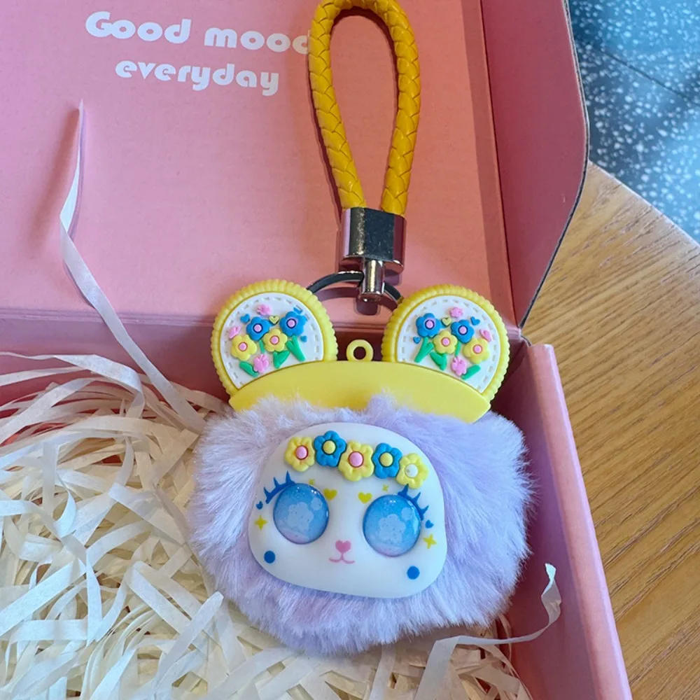 

Keyring Cute Flower Sea Bear Keychain Pompom Kawaii Furry Bear Keychain Lovely Trendy Bear Pendant Gift
