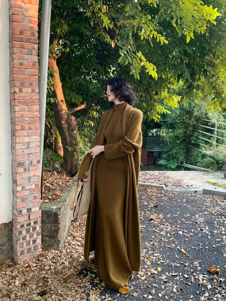 

Длинное шерстяное пальто с поясом в ретро-стиле Гонконга для осени и зимы от Jiugou Commuter Sle KLF3857