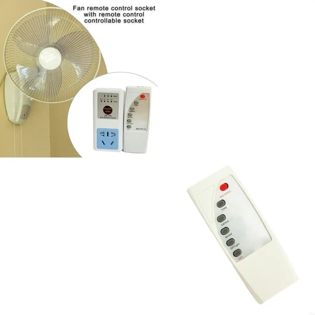 J6PE Fan Socket with Remote Wireless Plug Outlet Remote Switch Ceiling Fan Controller for LED Lamps and Household Appliances