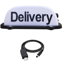 USB Rechargeable Delivery Sign Light Sign for Car Roof with Magnetic Waterproof For Cab Roof Top Illuminated