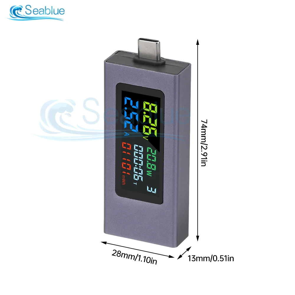 Type-C Current And Voltage Capacity Tester Accurately Detects Battery Current And Voltage Detects Charger Capacity 4.5-50V 0-8A