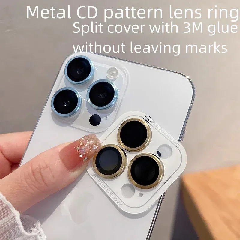 

2-3Pcs CD Cover Camera Lens Protection For IPhone 15 16 17Pro Max Plus 14 Pro Max 13 Glass Metal Lens Protector Film Back Cover